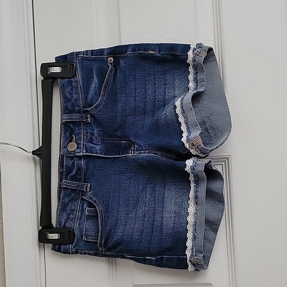 Wonder Nation Girl's Adjustable Waist Cuffed Denim Shorts - Picture 1 of 13